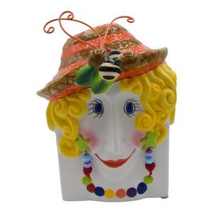 Whimsical Funky Blonde Lady Ceramic Square Tissue Box Cover